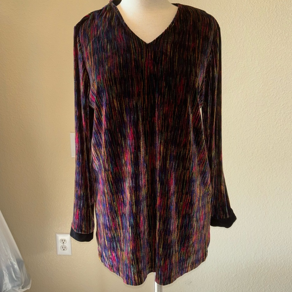 Georgette Trabolsi colorful satin blouse